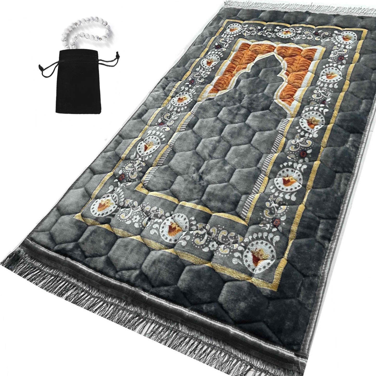 Extra Thick Velvet Prayer Mat - Blue (Malak Model) - Large size