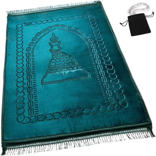 Thick Velvet Prayer Mat - Green (Aya Model) - Large size
