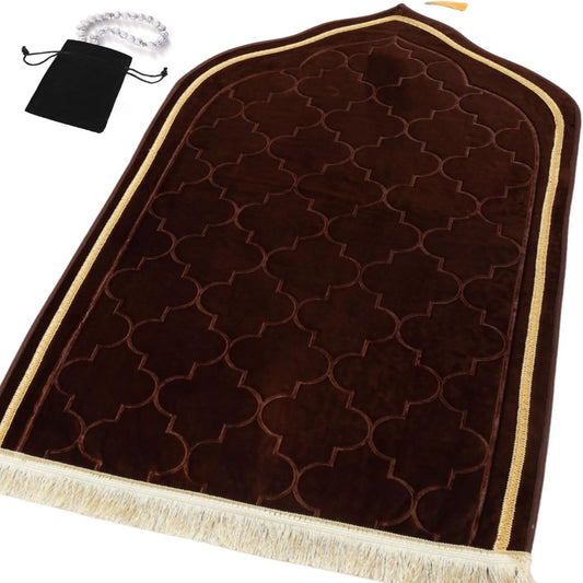 Thick Padded Arch Prayer Mat (yussuf model) -Brown