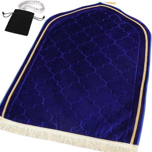 Thick Padded Arch Prayer Mat (yussuf model) -Blue