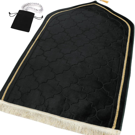 Thick Padded Arch Prayer Mat (yussuf model) -Black