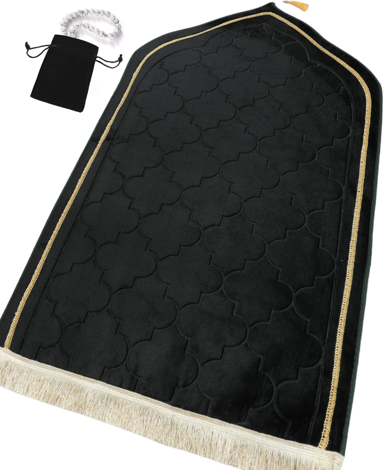 Thick Padded Arch Prayer Mat (yussuf model) -Black