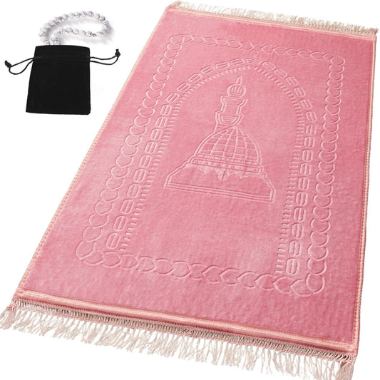 Thick Velvet Prayer Mat - Pink (Aya Model) - Large size