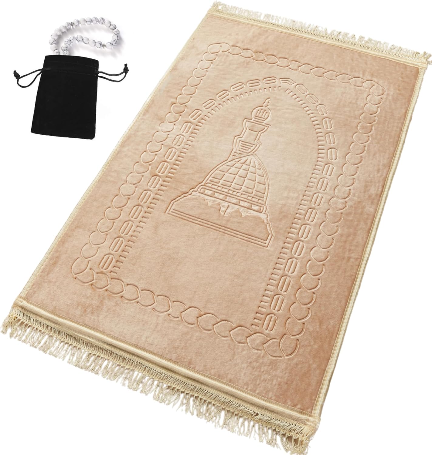 Thick Velvet Prayer Mat - Green (Aya Model) - Large size