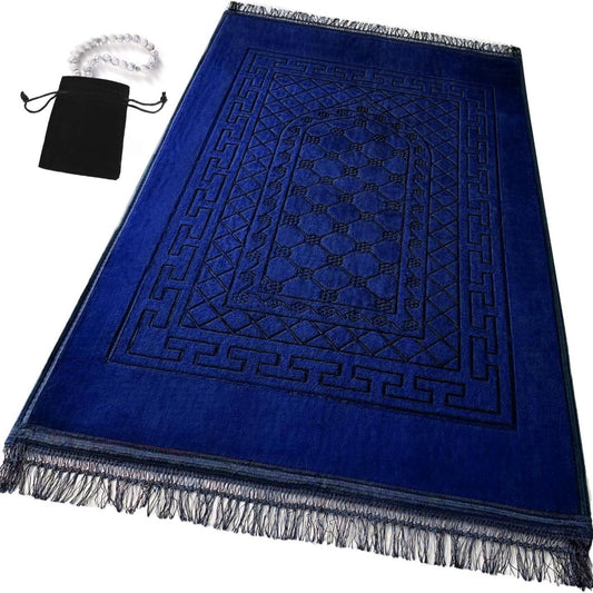 Thick Velvet Prayer Mat - Blue (Ali Model) - Large size