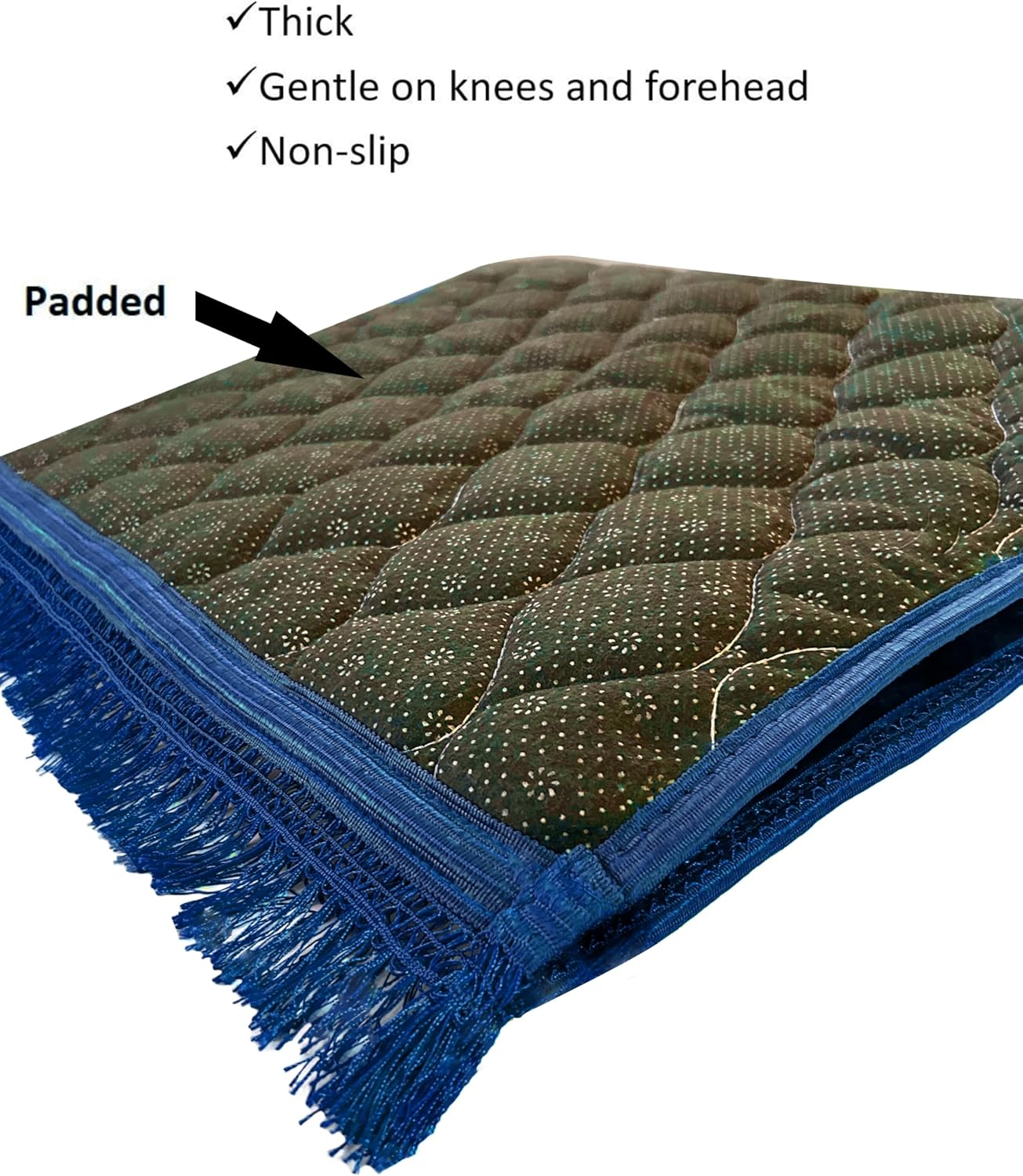 Extra Thick Velvet Prayer Mat - Blue (Malak Model) - Large size