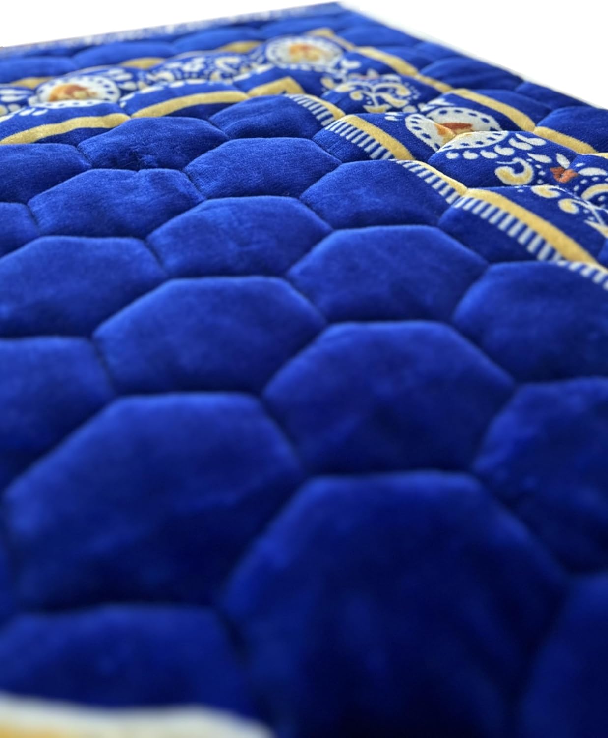 Extra Thick Velvet Prayer Mat - Blue (Malak Model) - Large size