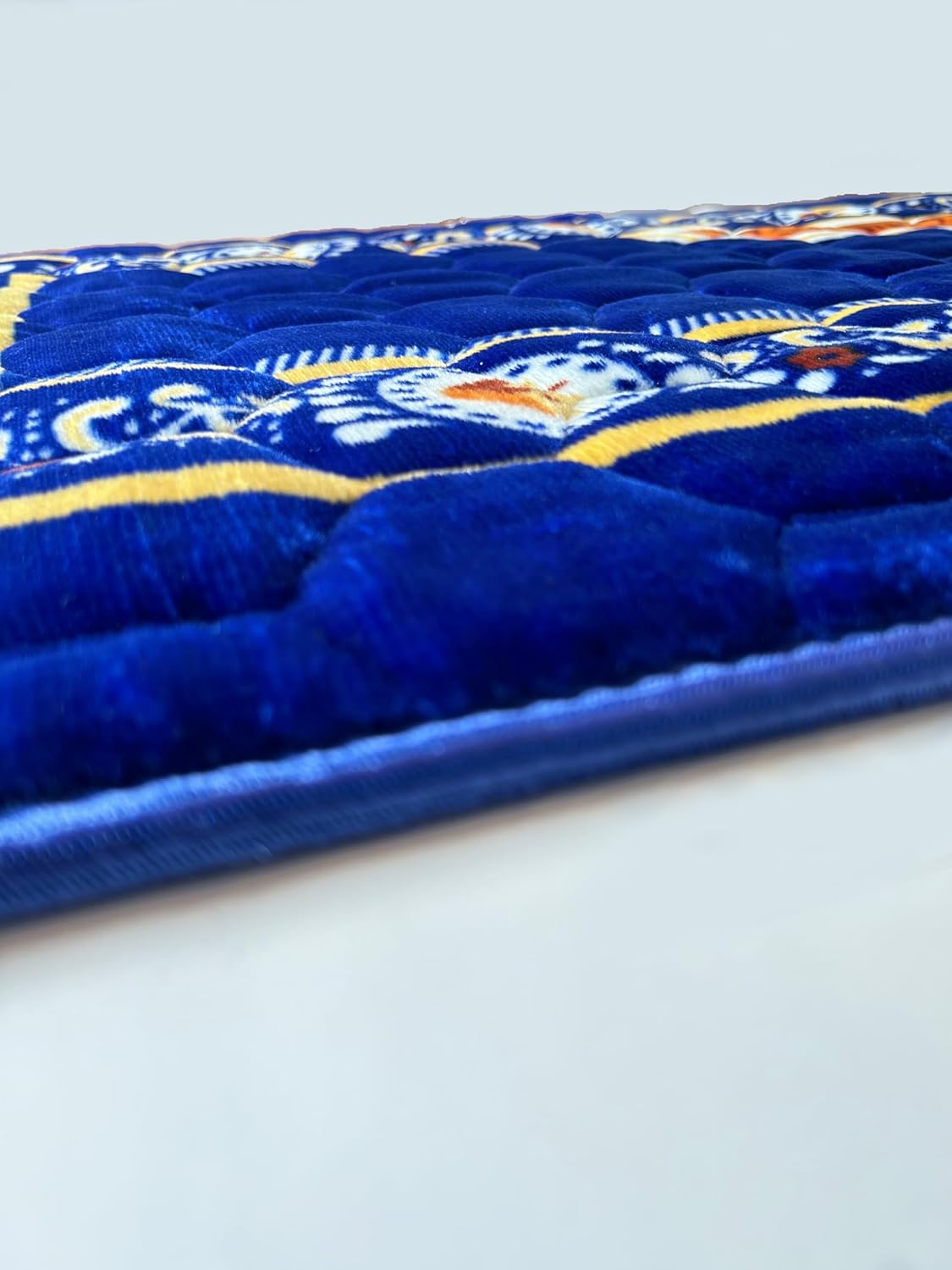 Extra Thick Velvet Prayer Mat - Blue (Malak Model) - Large size