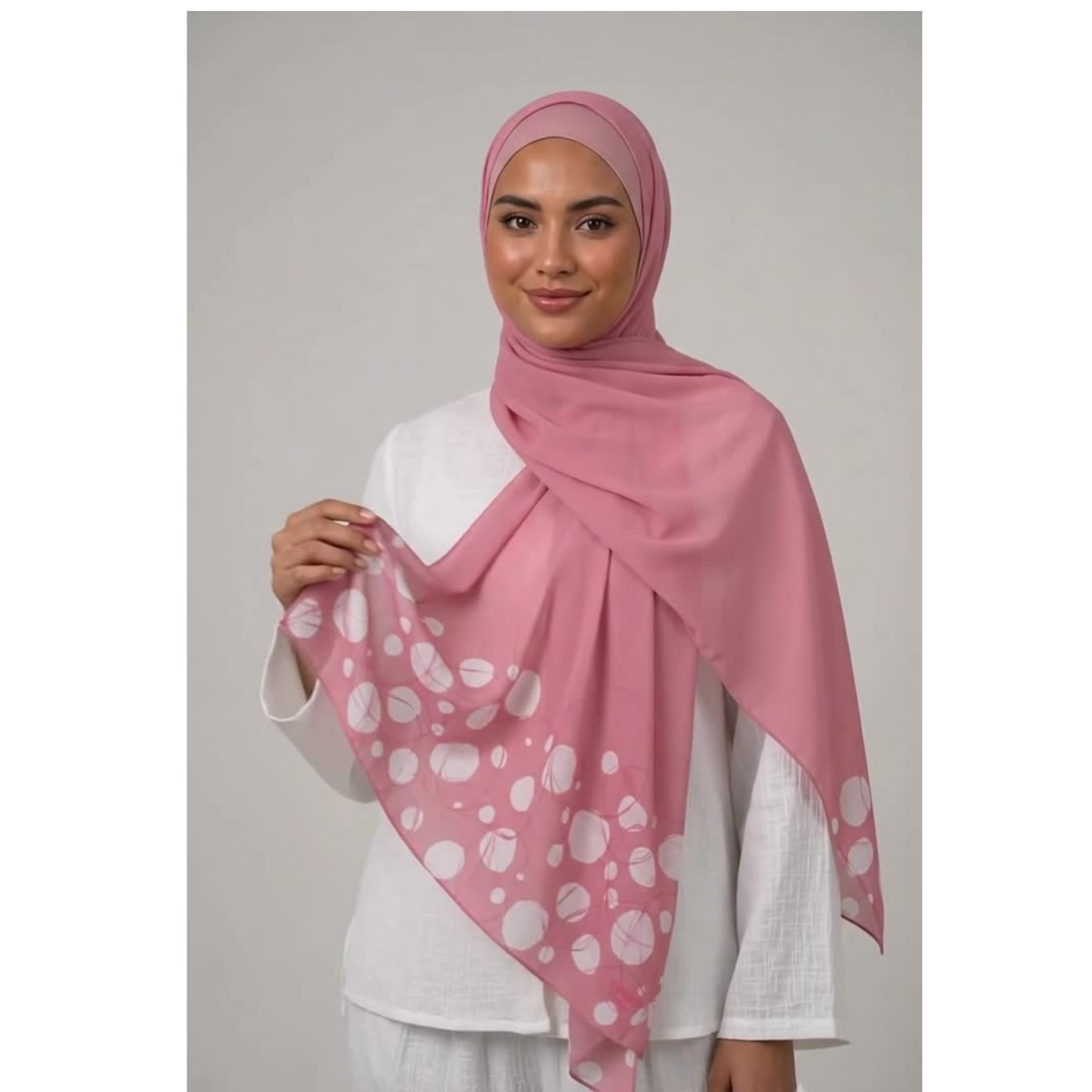 Printed Chiffon Hijab with Jersey Undercap – Orbit