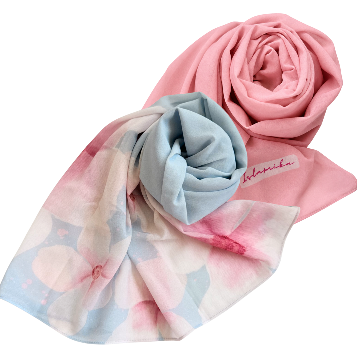 2-Piece Instant Chiffon Hijab Set (1 Printed & 1 Solid