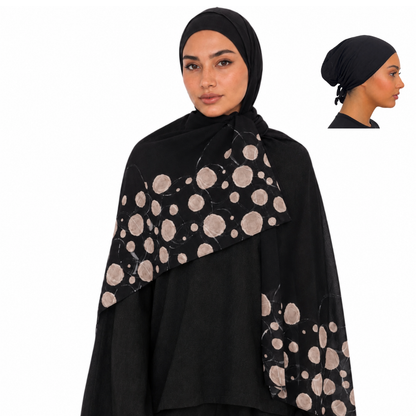 Printed Chiffon Hijab with Jersey Undercap – Orbit