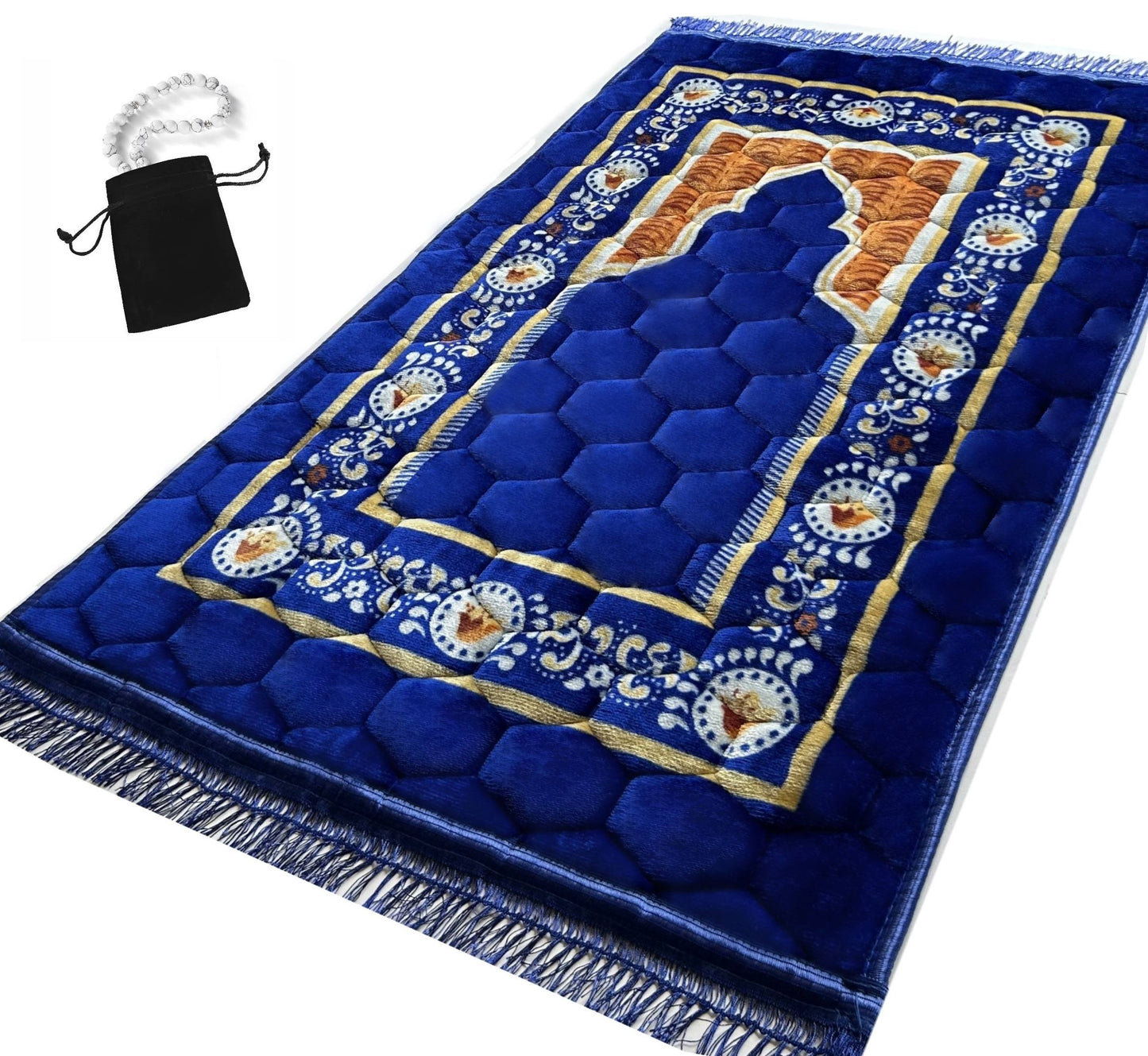 Extra Thick Velvet Prayer Mat - Green (Malak Model) - Large size