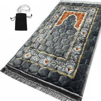 Extra Thick Velvet Prayer Mat - Blue (Malak Model) - Large size
