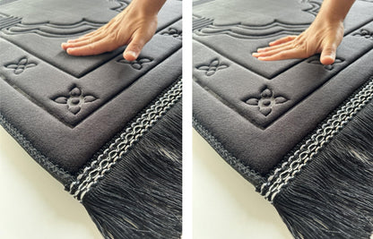 Orthopedic Prayer Rug Memory Foam - Padded Very Thick  (Black)