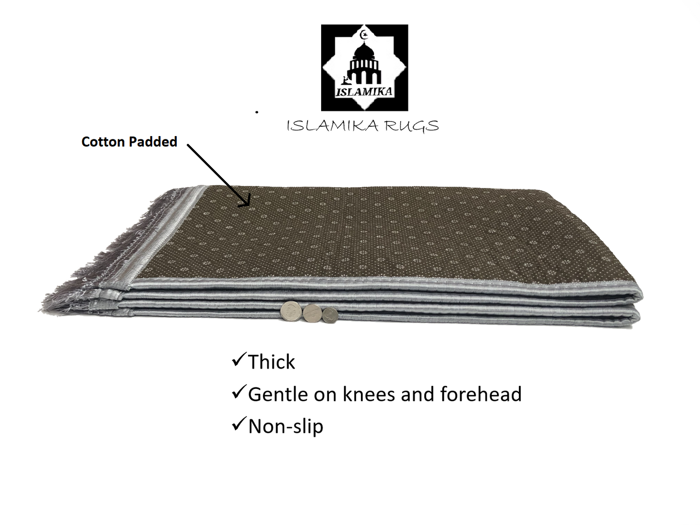 Thick Velvet Prayer Mat - Grey (Radia Model)- Large size