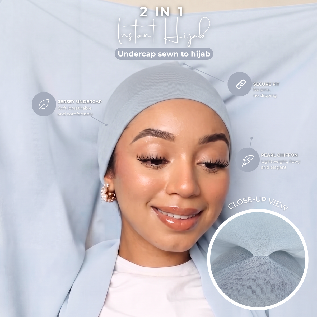 2-Piece Instant Chiffon Hijab Set (1 Printed & 1 Solid