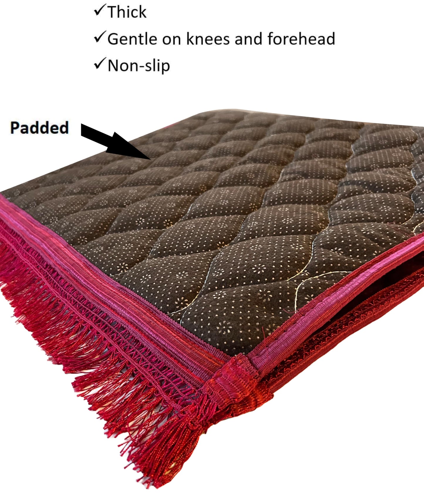 Extra Thick Velvet Prayer Mat - Red (Layth Model) - Large size