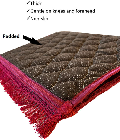 Extra Thick Velvet Prayer Mat - Red (Layth Model) - Large size