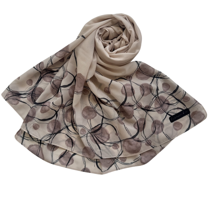 Printed Chiffon Hijab with Jersey Undercap – Orbit