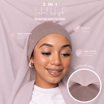 2-Piece Instant Chiffon Hijab Set (1 Printed & 1 Solid