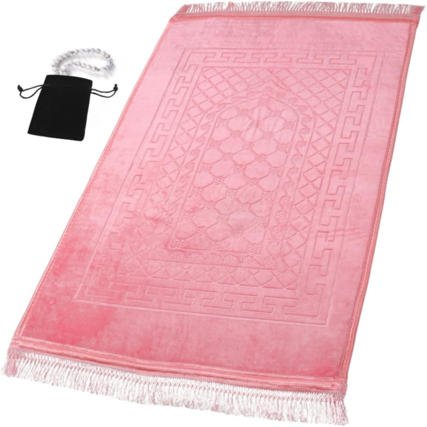 Thick Velvet Prayer Mat - Pink (Ali Model)-Large size