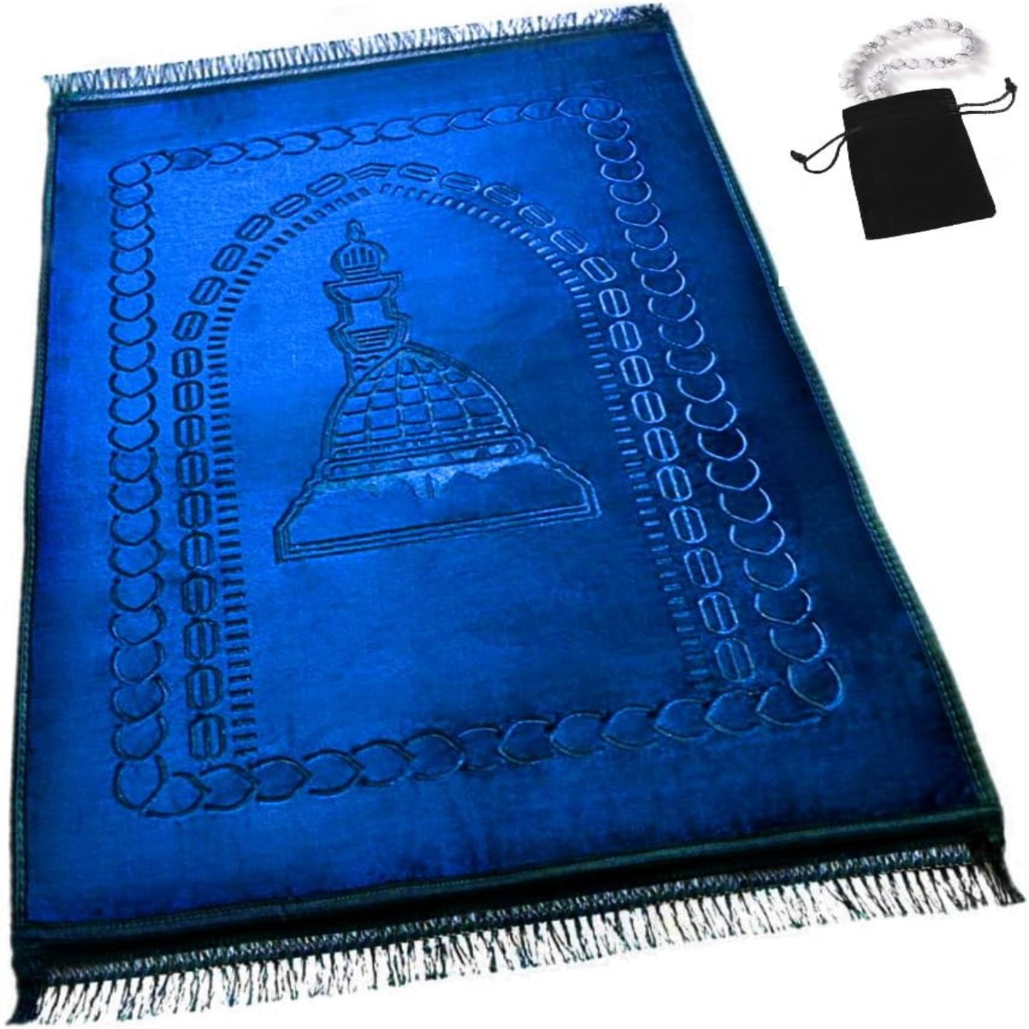 Thick Velvet Prayer Mat - Blue (Aya Model)-Large size
