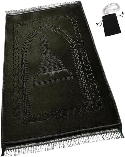Thick Velvet Prayer Mat - Beige (Aya Model)- Large size