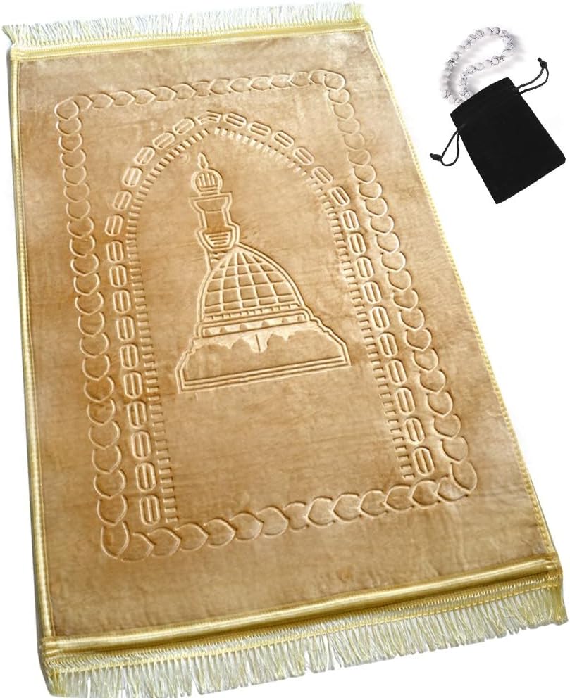 Thick Velvet Prayer Mat - Black (Aya Model) - Large size