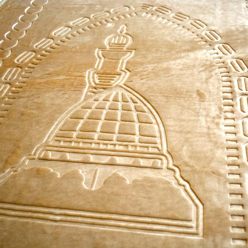 Thick Velvet Prayer Mat - Beige (Aya Model)- Large size