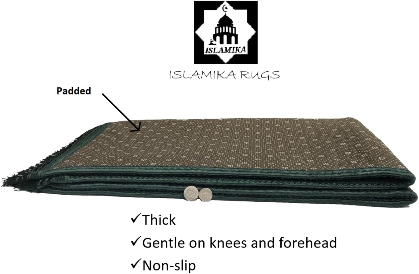 Thick Velvet Prayer Mat - Green (Aya Model) - Large size