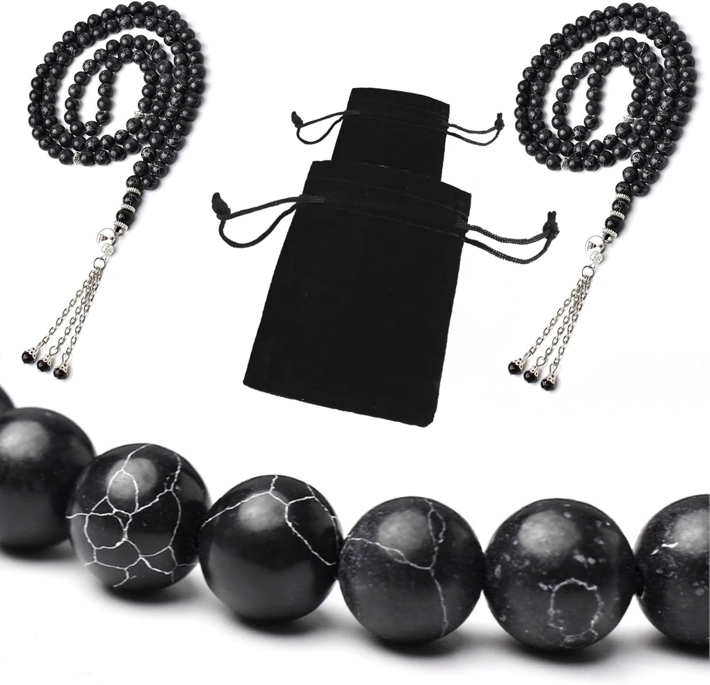Black Premium Tasbih Prayer Beads (Pack of 2) – 99 Prayer Counter for tasbeeh