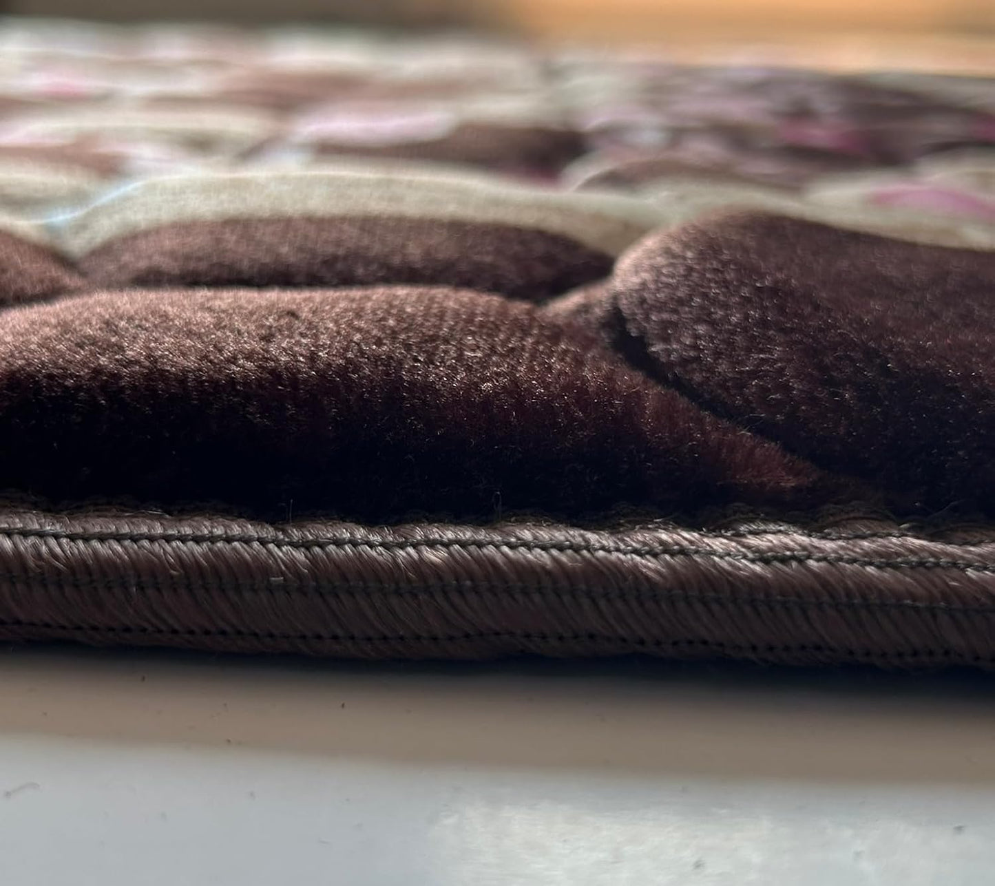 Extra Thick Velvet Prayer Mat - Brown  (Marwa Model) - Large size