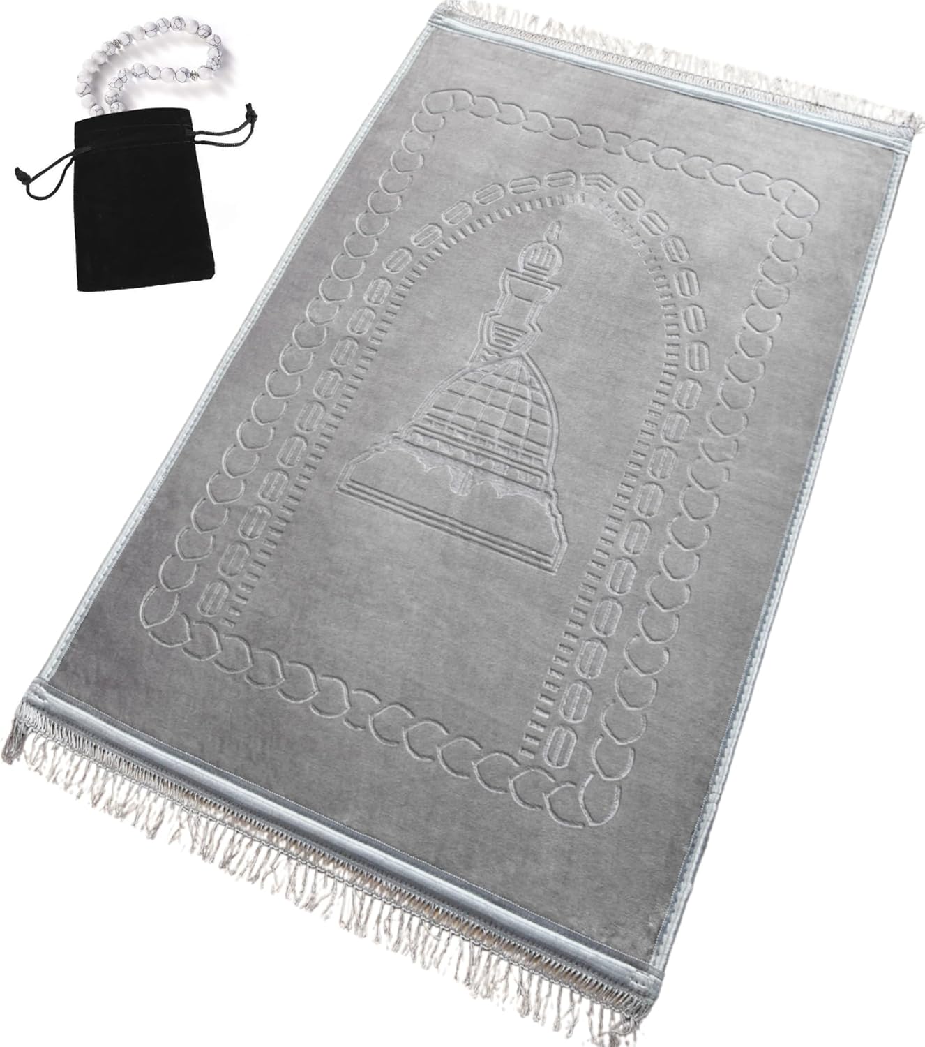 Thick Velvet Prayer Mat - Beige (Aya Model)- Large size