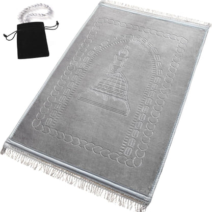 Thick Velvet Prayer Mat - Grey (Aya Model) - Large size