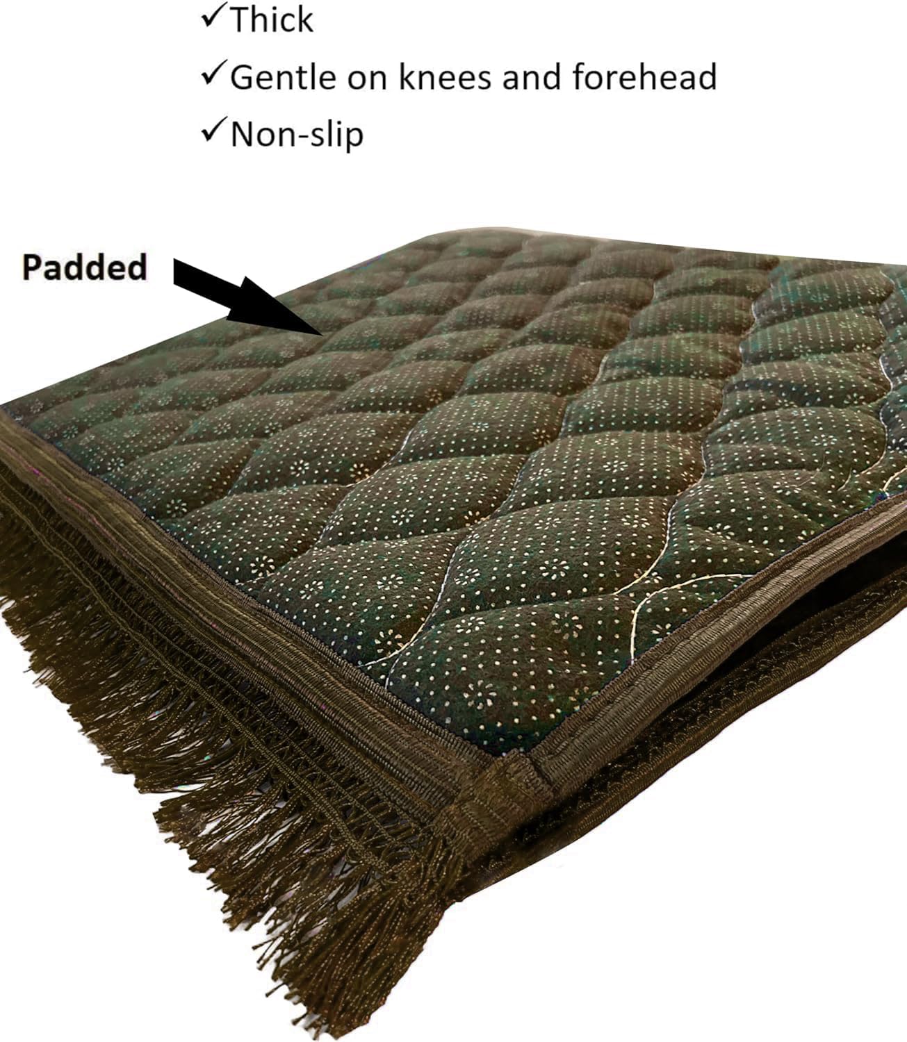 Extra Thick Velvet Prayer Mat - Brown  (Marwa Model) - Large size