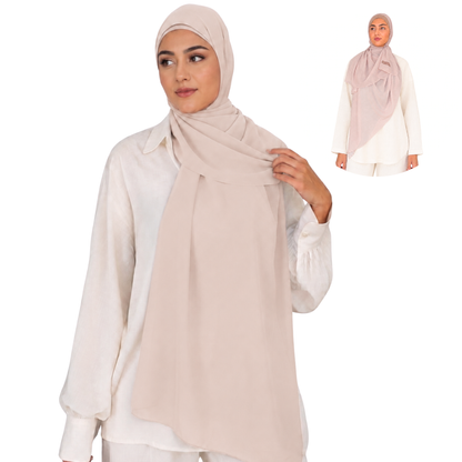 2-Piece Instant Chiffon Hijab Set (1 Printed & 1 Solid
