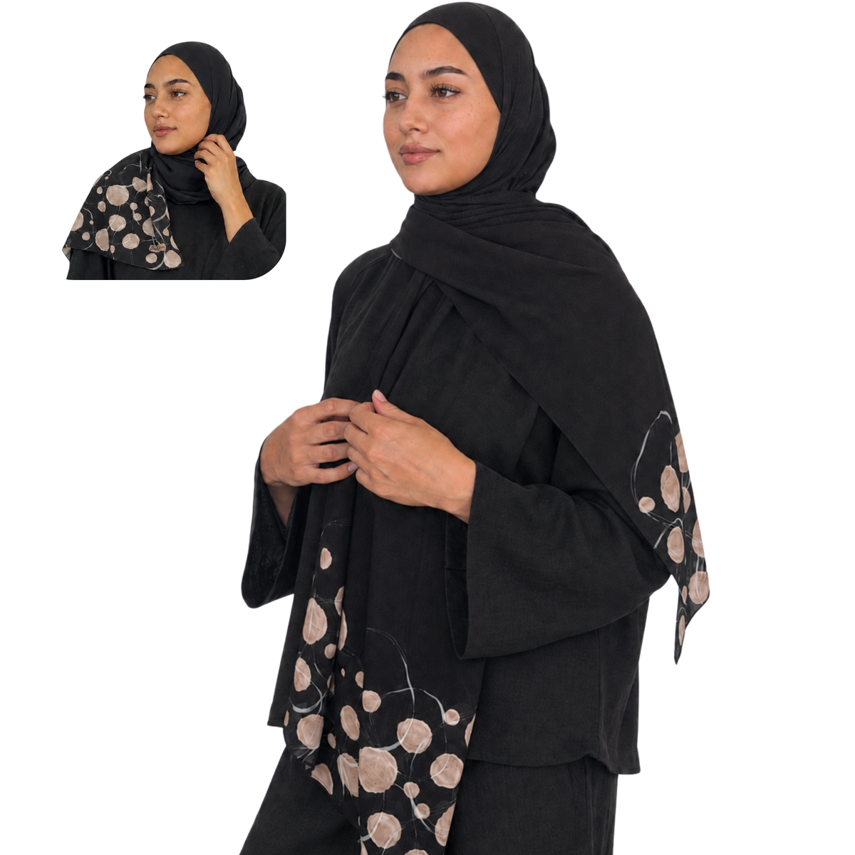 Printed Chiffon Hijab with Jersey Undercap – Orbit