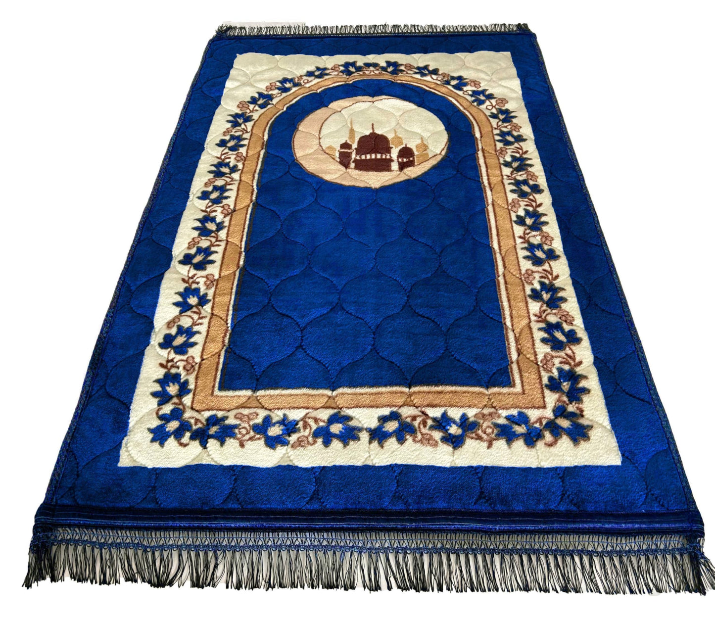 Extra Thick Velvet Prayer Mat - Blue (Layth Model) - Large size