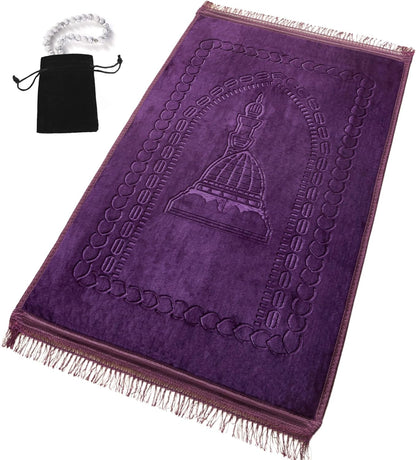 Thick Velvet Prayer Mat - Black (Aya Model) - Large size