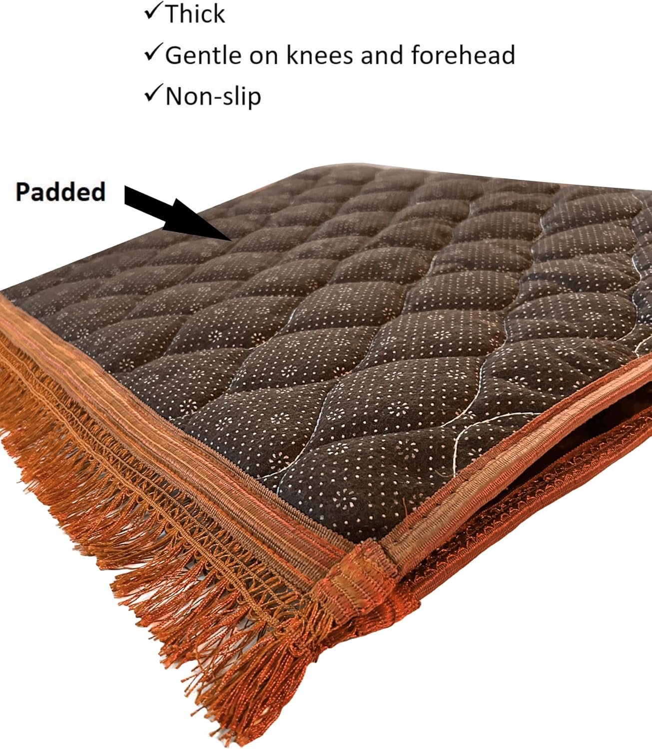 Extra Thick Velvet Prayer Mat - Orange (Layth Model) - Large size