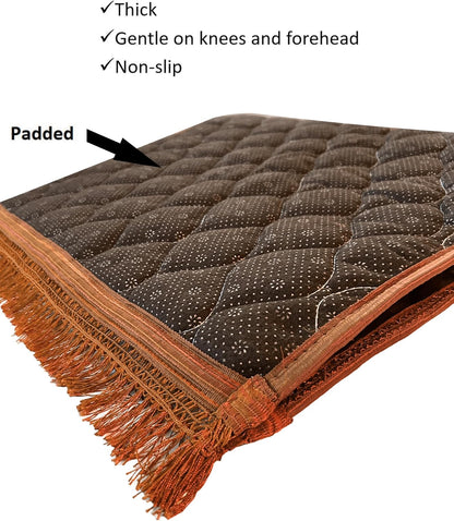 Extra Thick Velvet Prayer Mat - Orange (Layth Model) - Large size