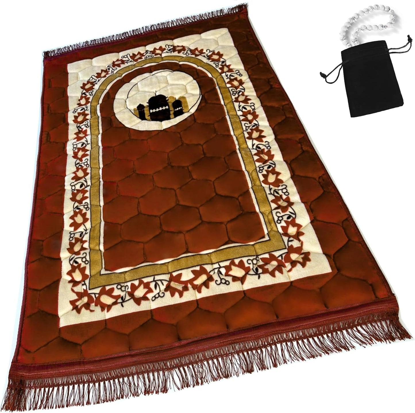 Extra Thick Velvet Prayer Mat - Green (Layth Model) - Large size