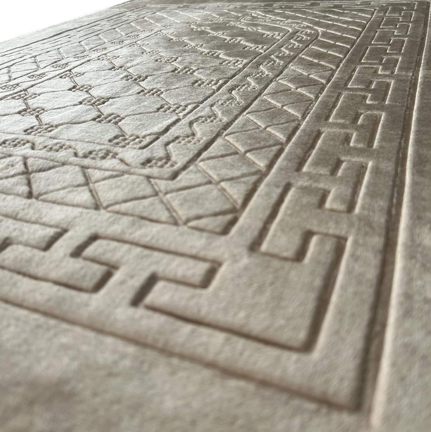 Thick Velvet Prayer Mat - Beige (Ali Model) - Large Size