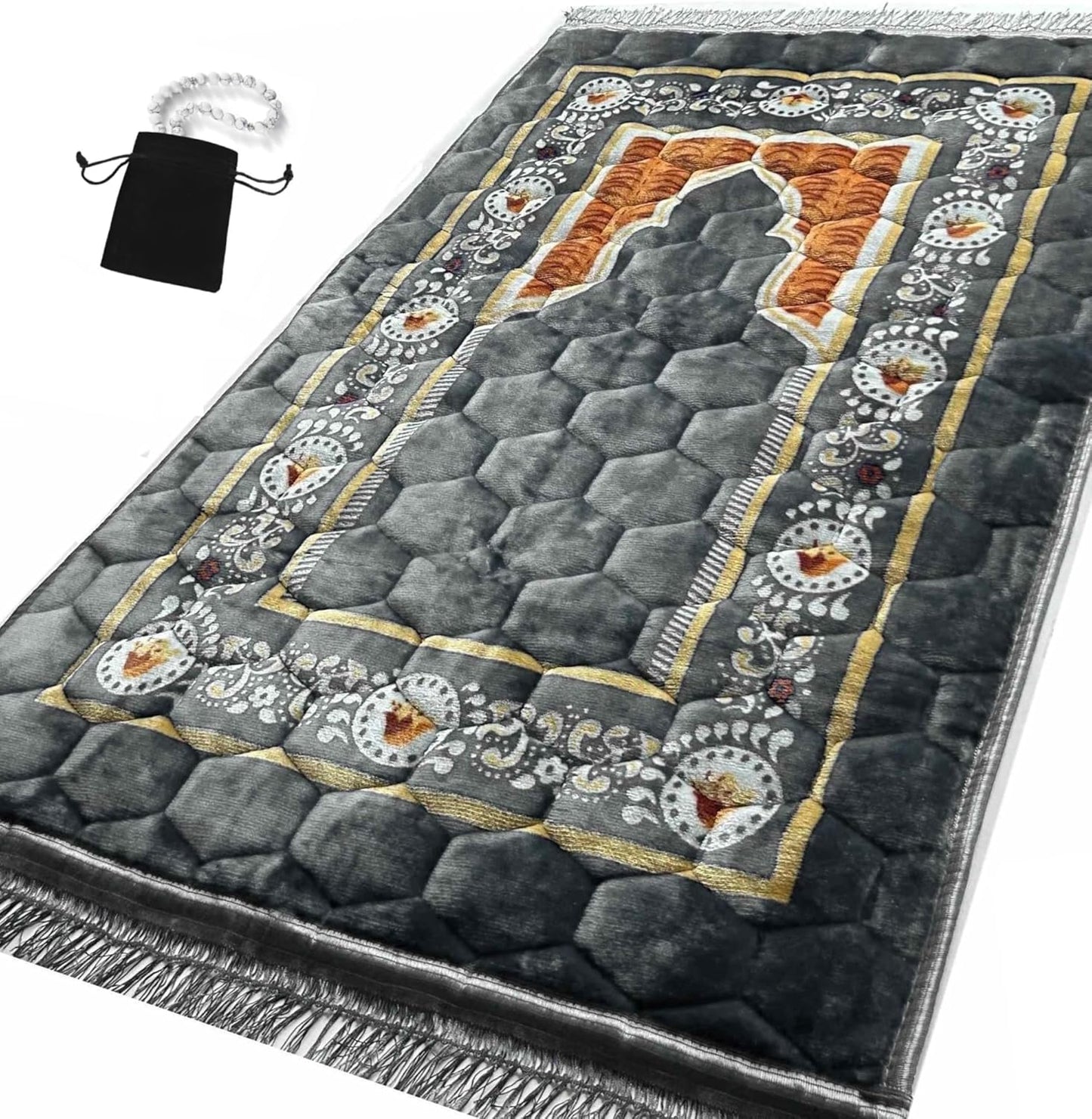 Extra Thick Velvet Prayer Mat - Green (Malak Model) - Large size