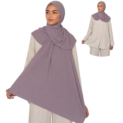 2-Piece Instant Chiffon Hijab Set (1 Printed & 1 Solid
