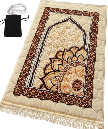 Thick Padded Prayer Rug-Sajadah for Men Women for Eid Travel Ramadan, Soft