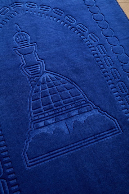 Thick Velvet Prayer Mat - Blue (Aya Model)-Large size