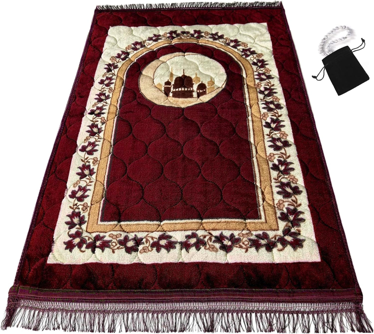 Extra Thick Velvet Prayer Mat - Green (Layth Model) - Large size