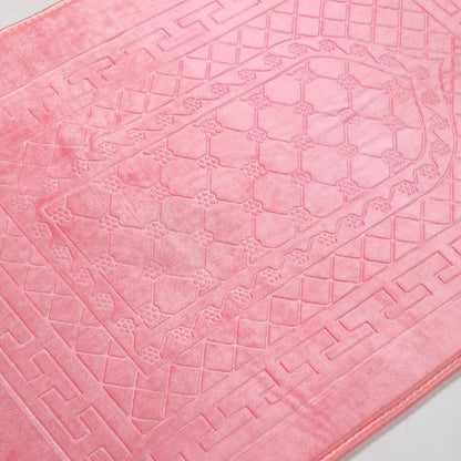Thick Velvet Prayer Mat - Pink (Ali Model)-Large size