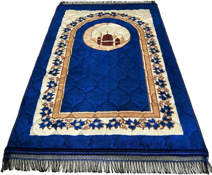 Extra Thick Velvet Prayer Mat - BB Blue (Layth Model) - Large size